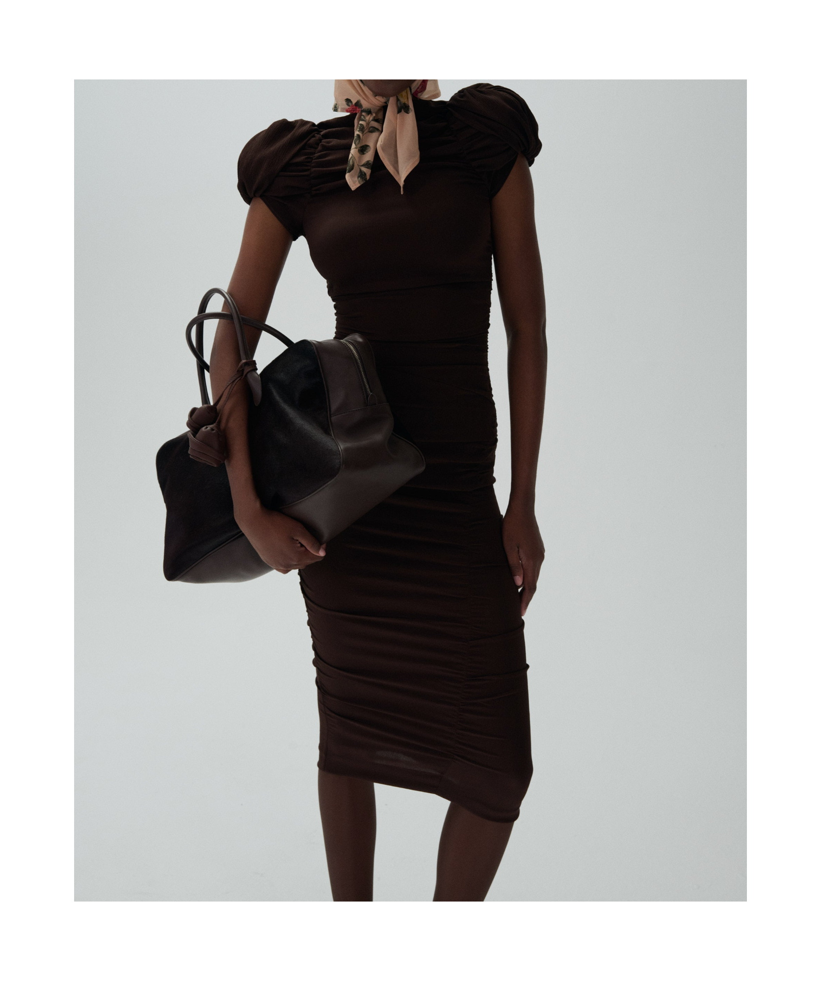 Magda Butrym Medium Length Dress With Bubble Sleeves In Black