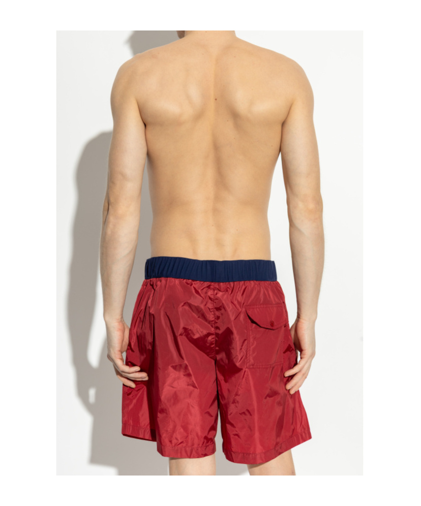 Moncler Nylon Logo Swim Shorts In Red