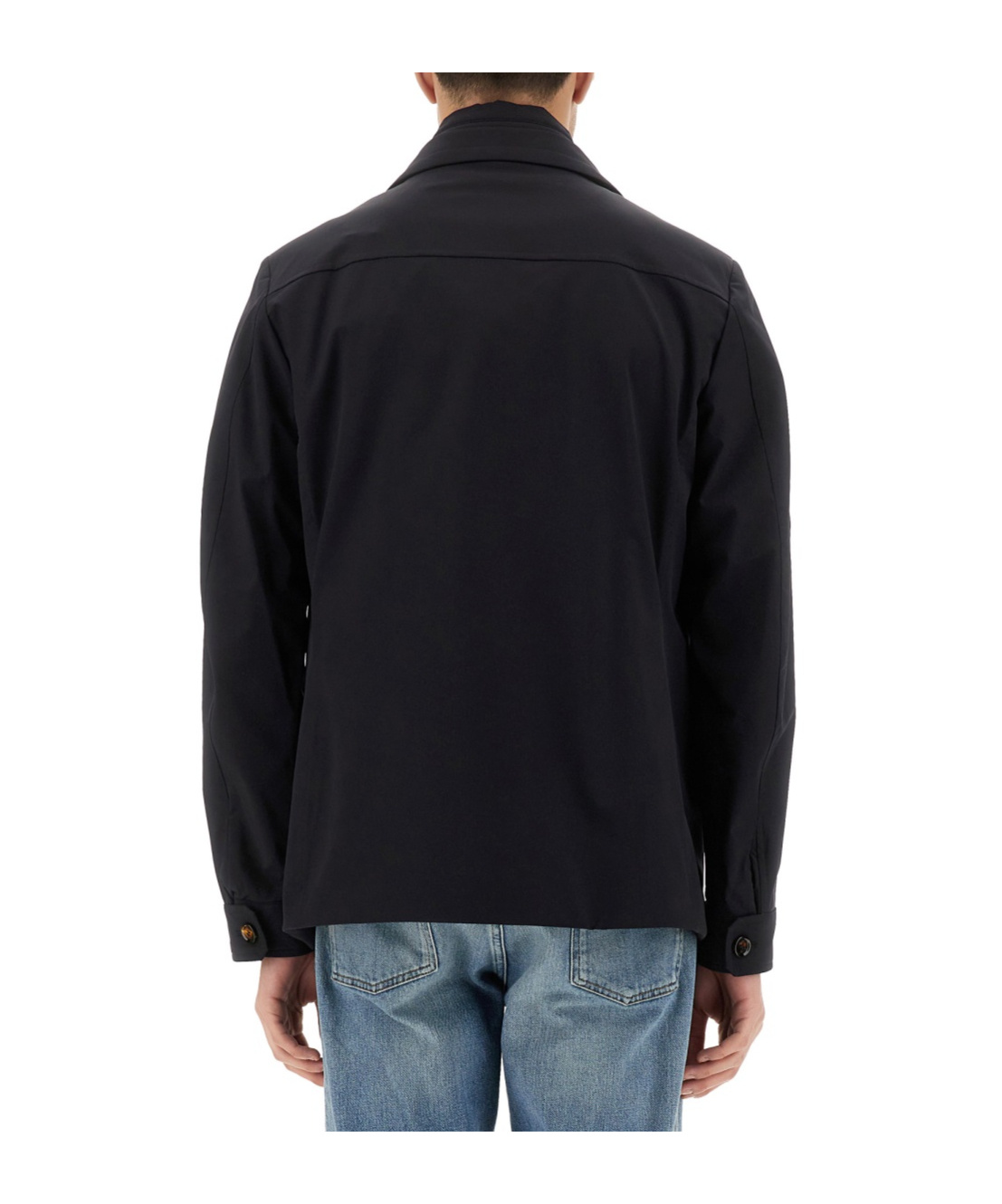 Moorer Double-breasted Jacket Lined Hidden Hood In Black