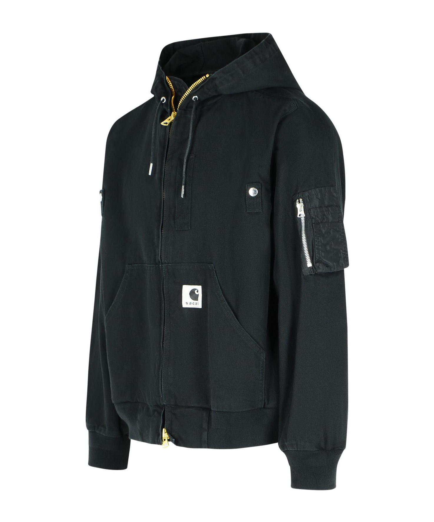Sacai Hooded Bomber Jacket Arm Pocket In Black