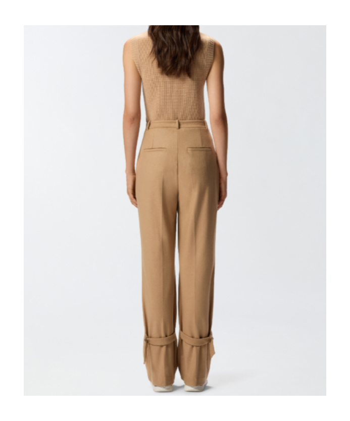Pinko Wide-leg Trousers With Straps In Brown