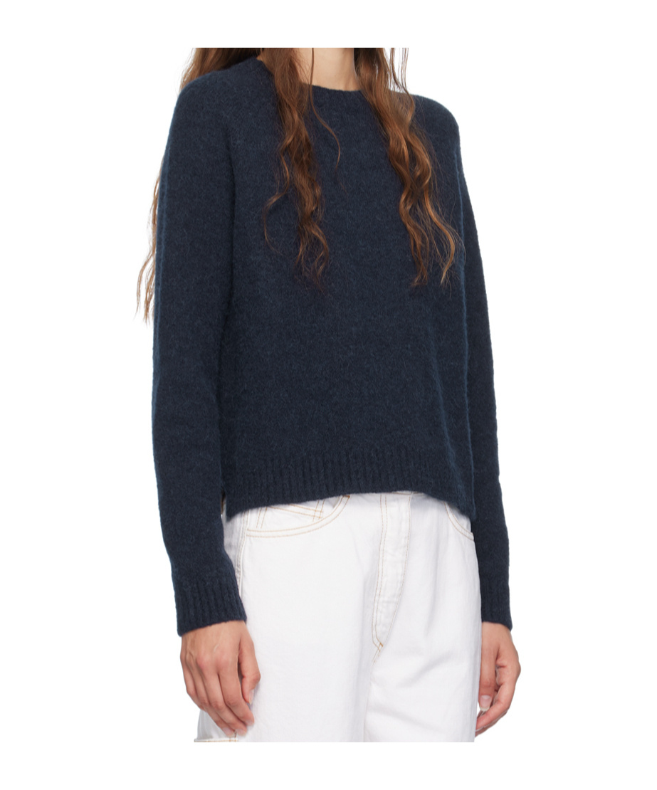 Hugo Boss Navy Crewneck Stretch Sweater In Blue