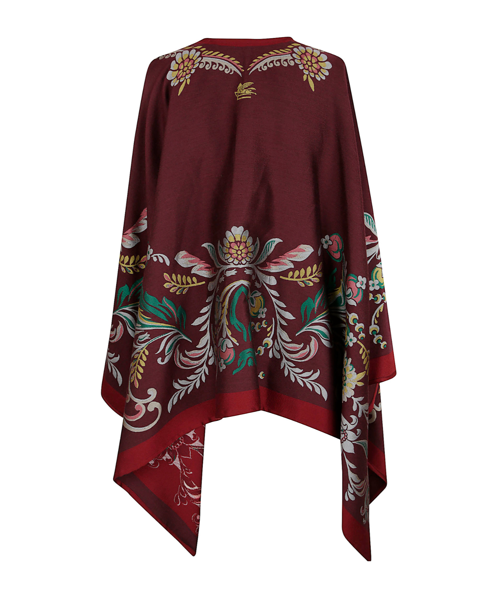 Etro Floral-jacquard Cape In Burgundy