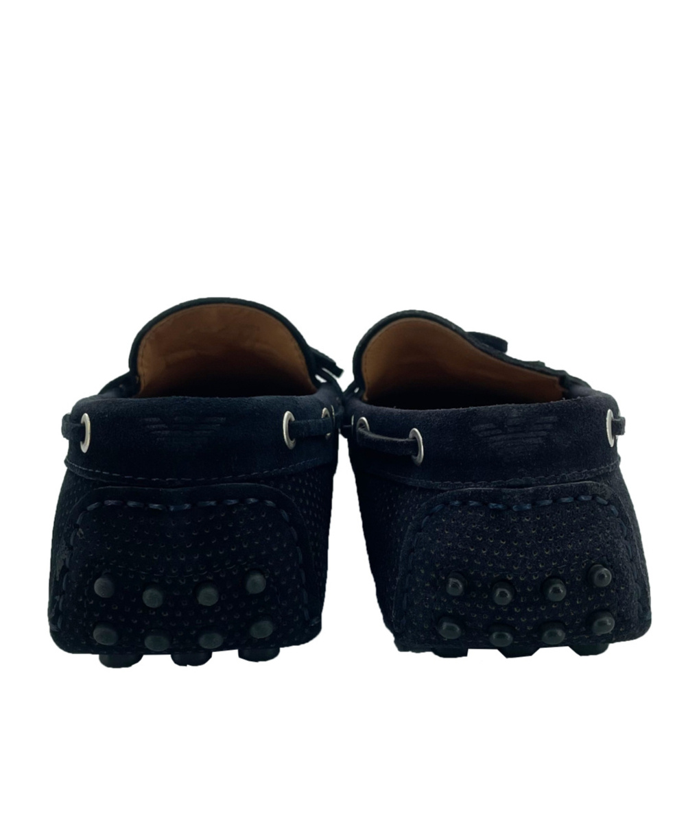 Emporio Armani Lacing Round Head Loafers In Black