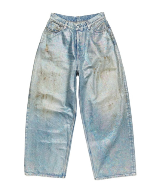 Acne Studios Stained-effect Wide-leg Jeans In Gray