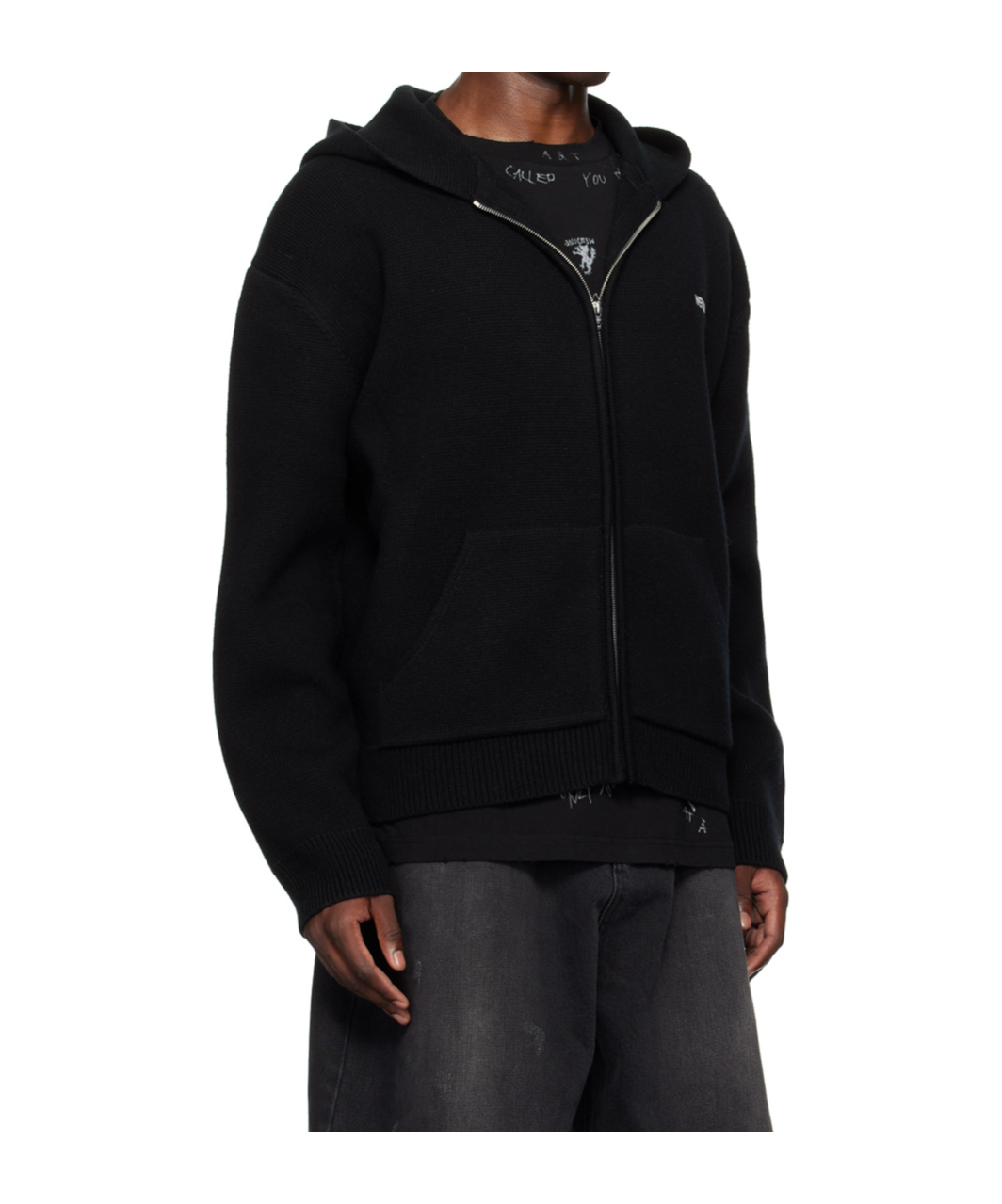 We11 Done Logo Hooded Sweater In Black