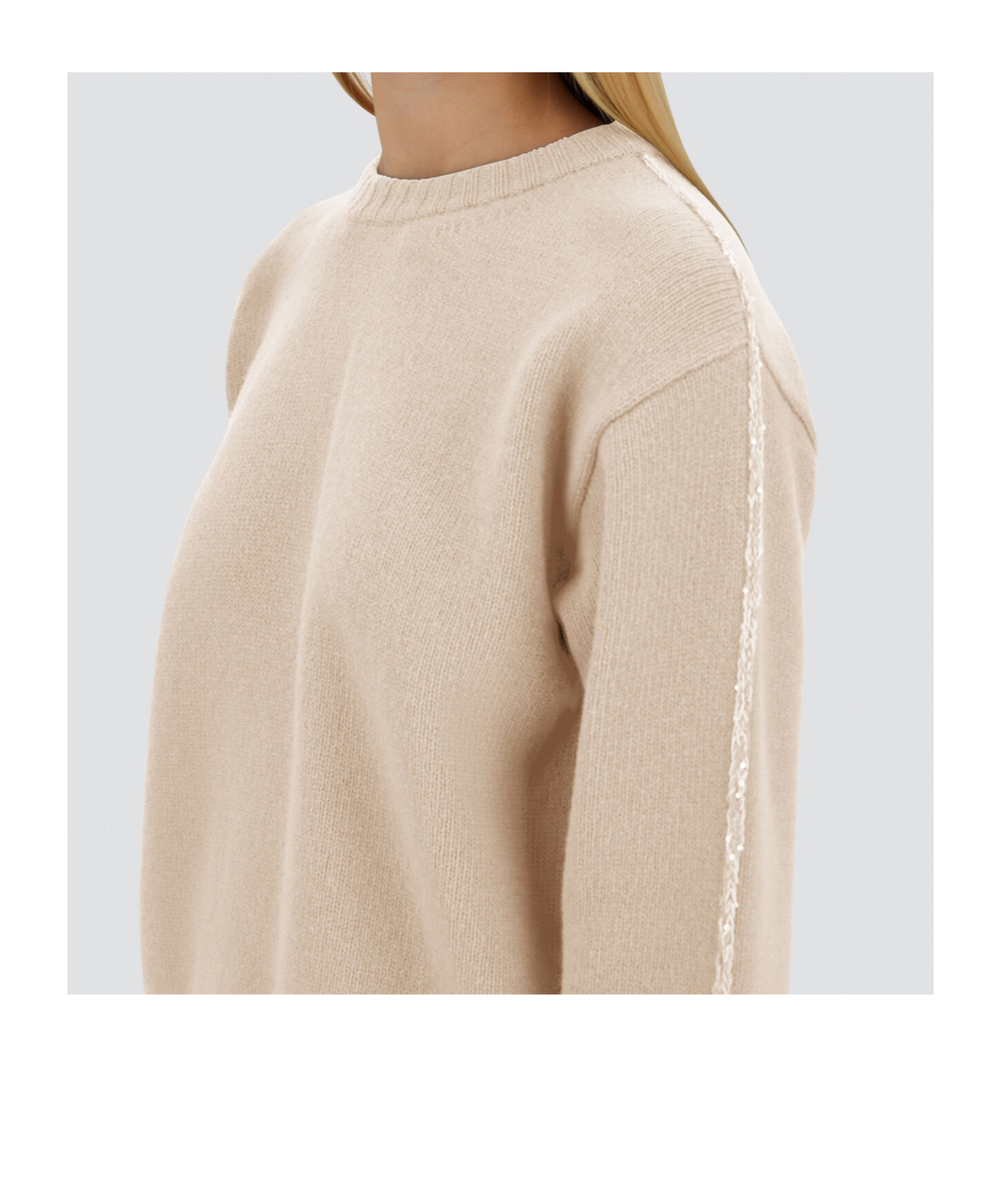 Herno Crew Neck Long Sleeve Sweater In Neutral
