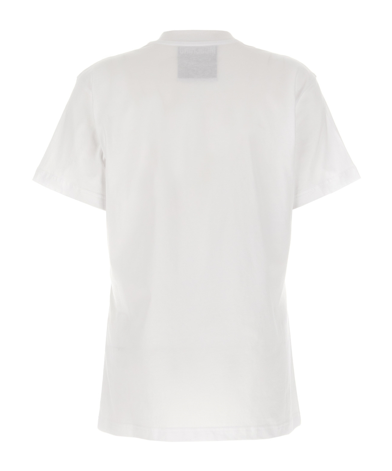 Moschino Short Sleeve Crew Neck Graphic Print Top In White
