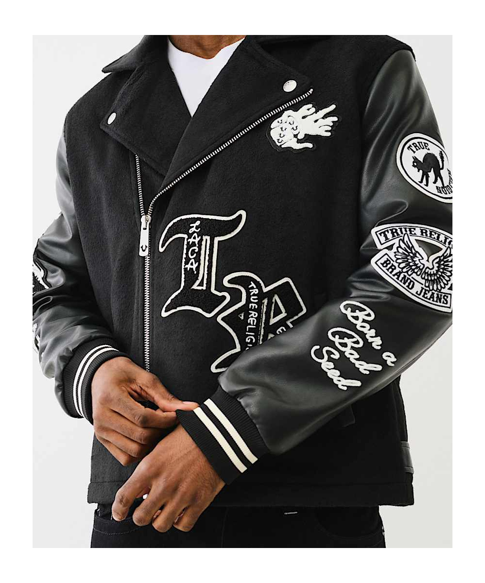 True Religion Property Of None Biker Jacket In Black