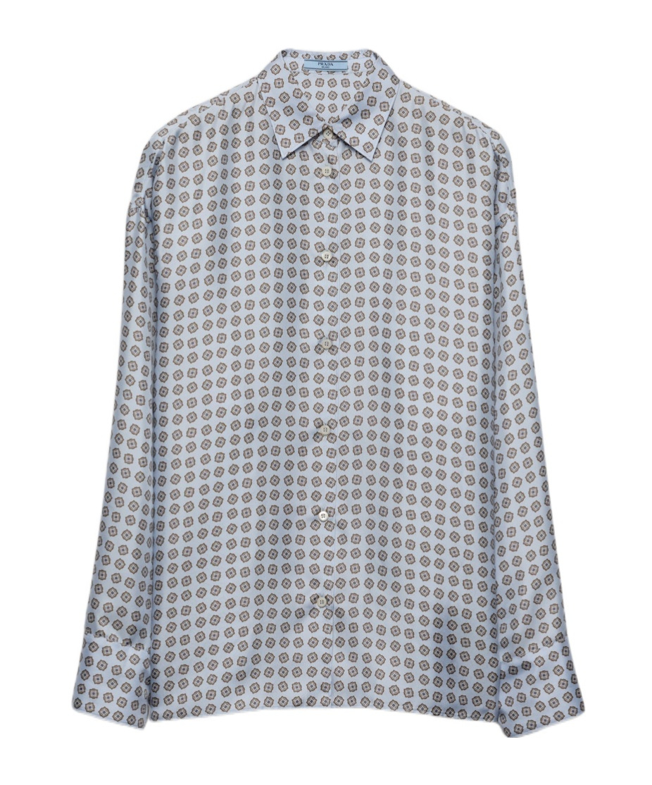 Prada Floral Print Shirt In Gray