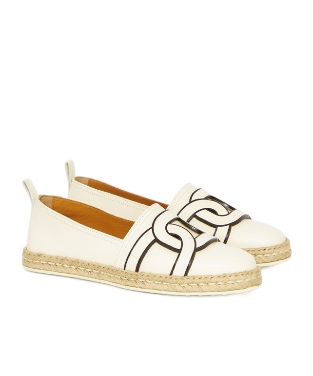 Tod's Chain-link-print Espadrilles In White