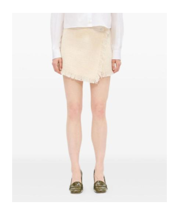 Msgm Wrap Design Shorts With Button Accent And Fringe In Neutral