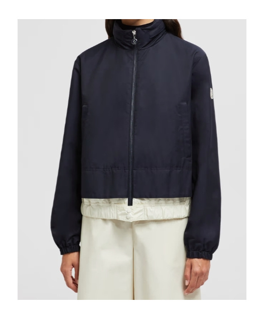 Shop Moncler Janze Hooded Twill Short Down Jacket In Blue
