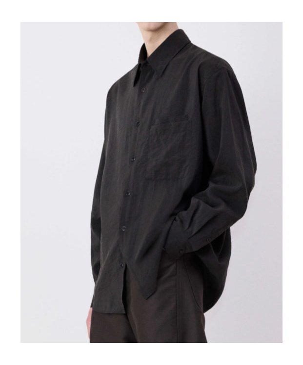 Lemaire Button-up Long-sleeve Shirt In Black