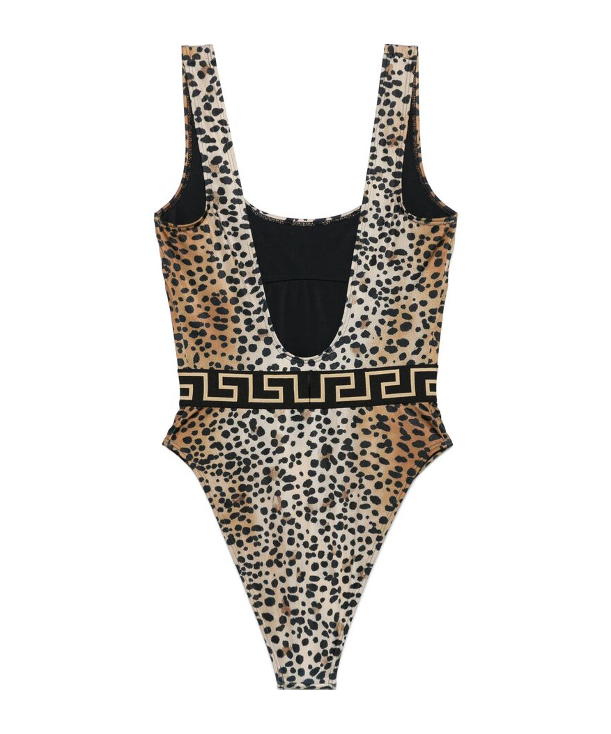 Versace Leopard-print One-piece Swimsuit In Multicolor