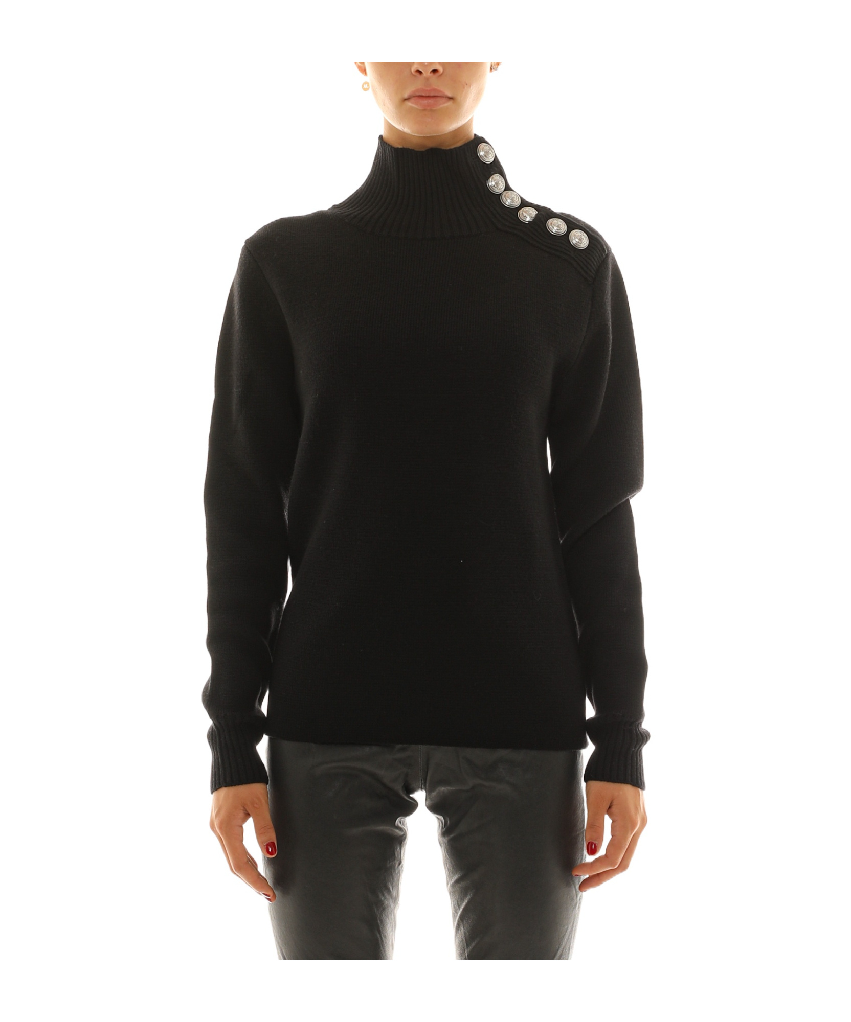 RABANNE BUTTON-DETAIL TURTLENECK SWEATER