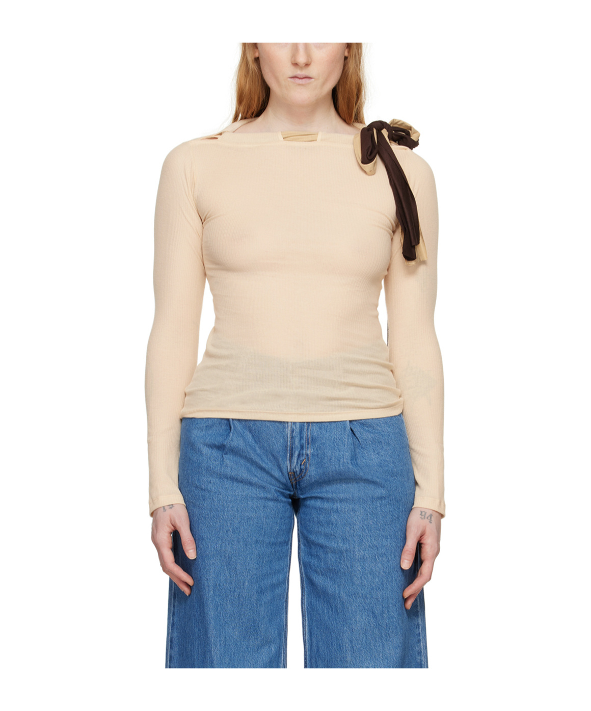 Baserange Circ Ribbed T-shirt In Nude