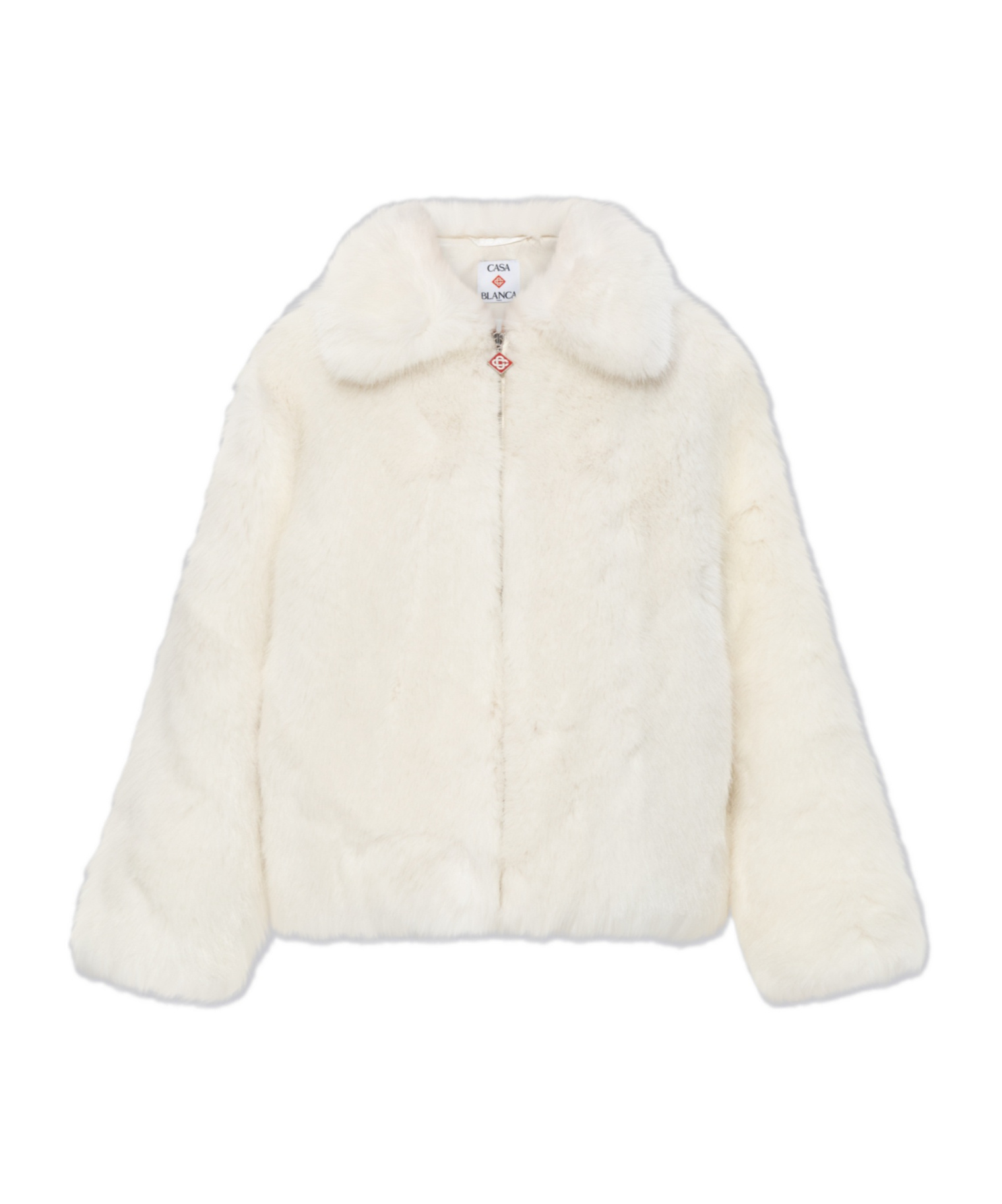 Casablanca Long Sleeve Zipper Fur In White