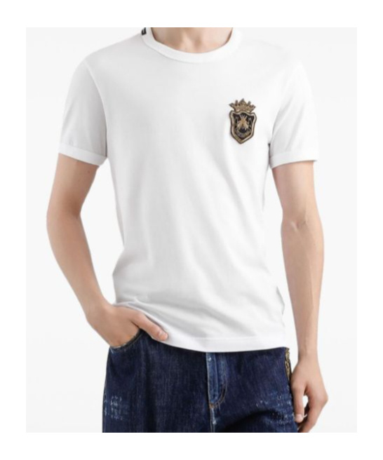 Dolce & Gabbana White Heraldic Patch Cotton T-shirt In White