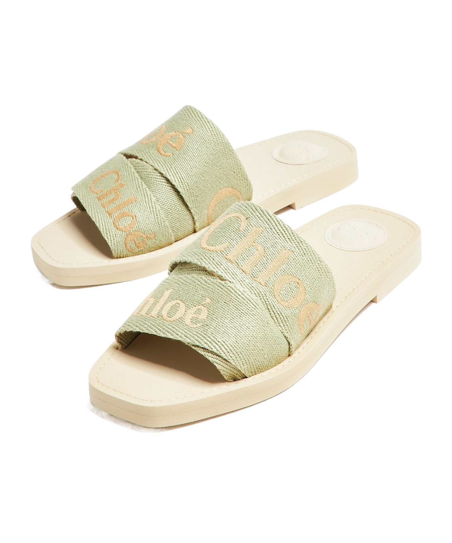 Chloé Square Toed Flat Slippers In Nude