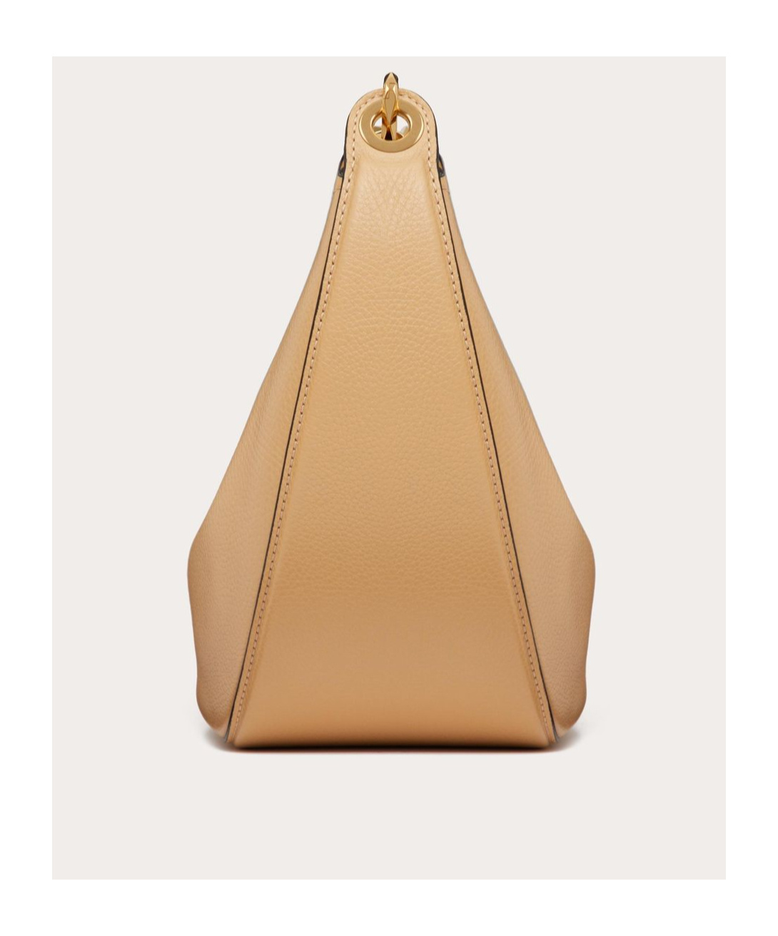Shop Valentino Small Vlogo Moon Hobo Bag In Grainy Calfskin With Chain In Nude