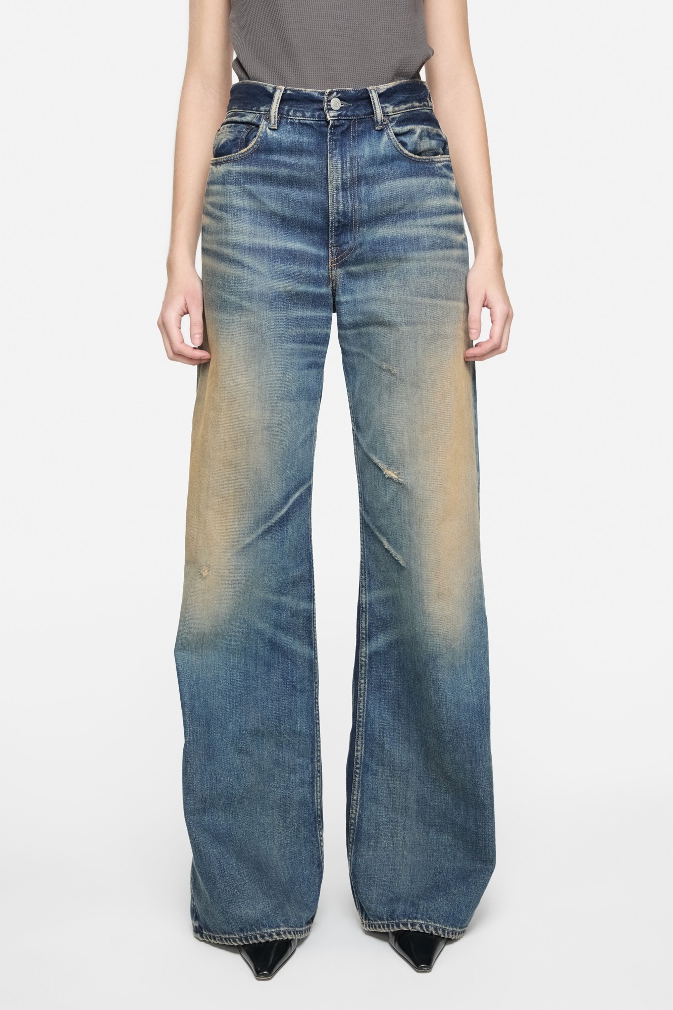 Acne Studios Womens Dark Blue 2023 Wide-leg Denim Jeans In Blue