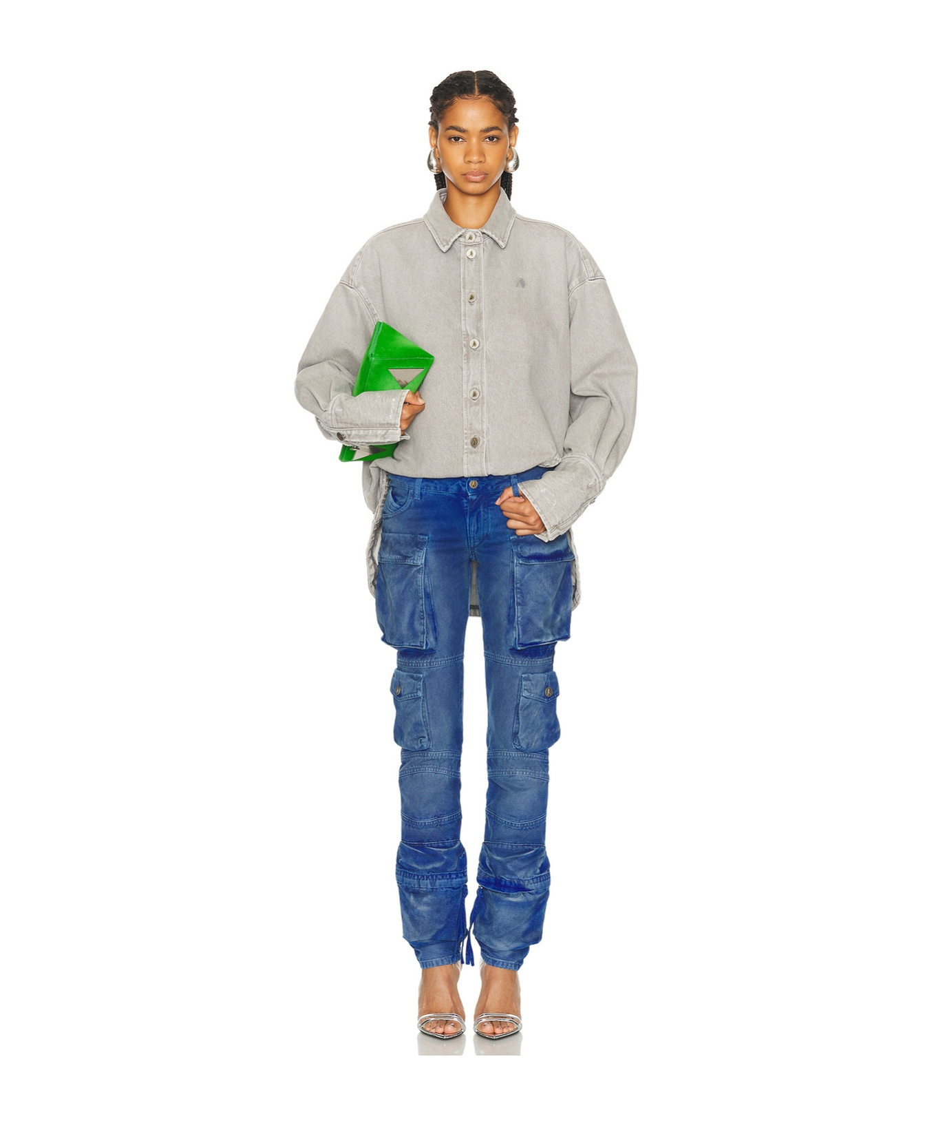 Attico Low-rise Cargo Jeans In Blue
