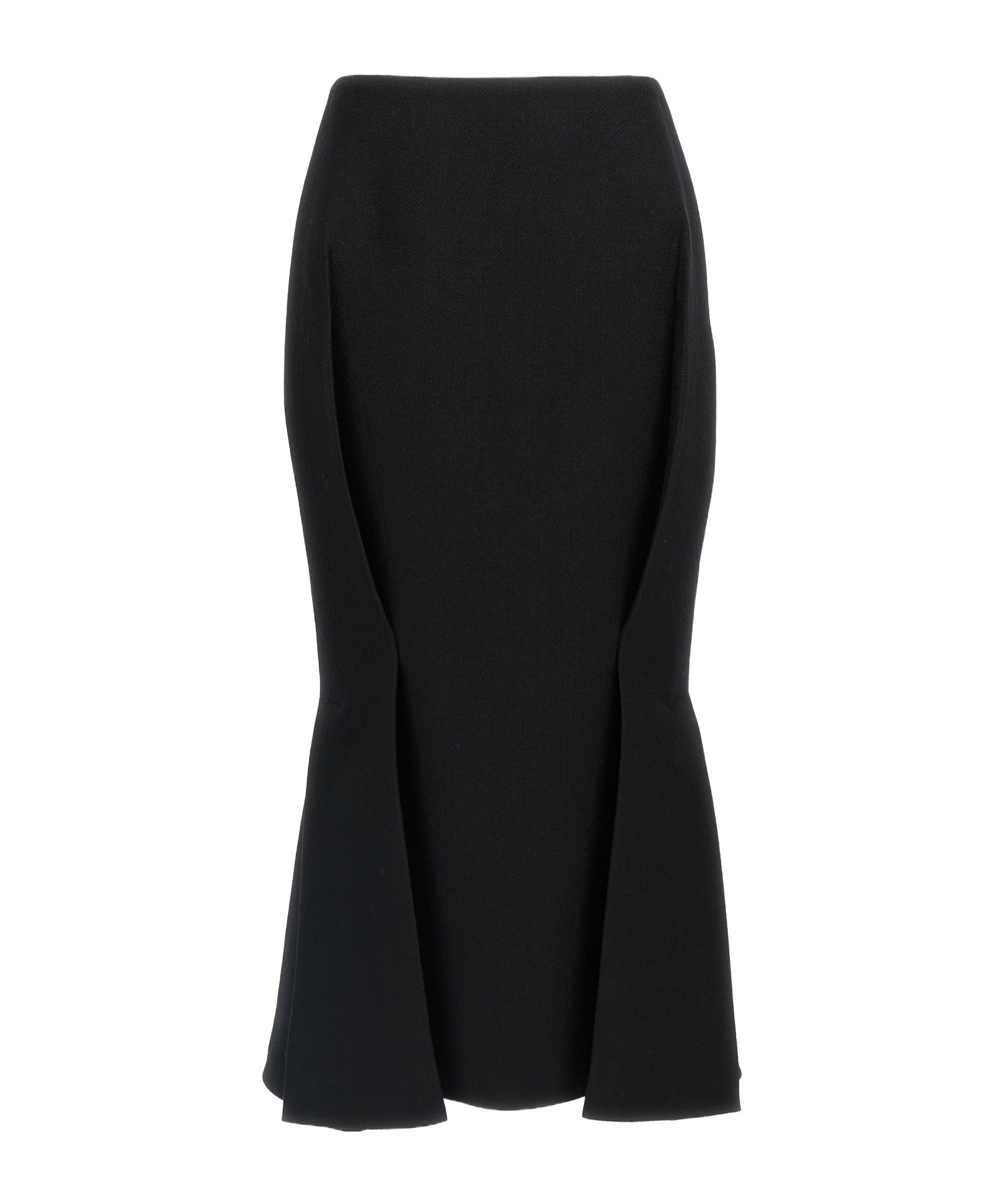 Prada Mermaid Wool Midi Skirt In Black