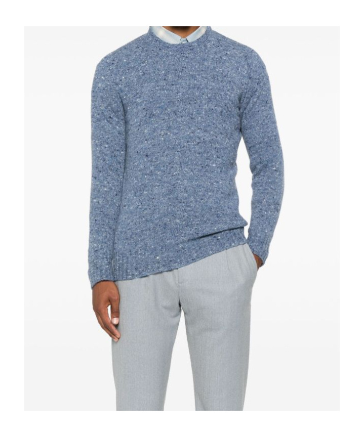 Drumohr Speckled Round-neck Sweater In Blue