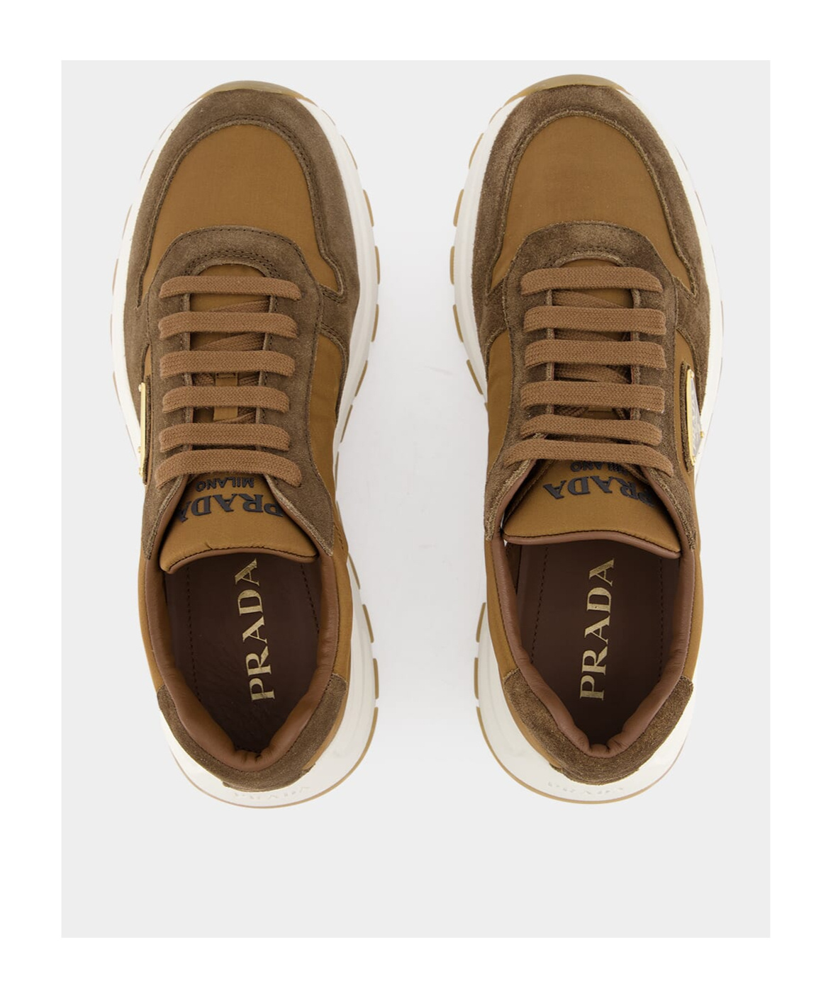 Prada Suede Low-top Sneakers Rubber Sole In Nude