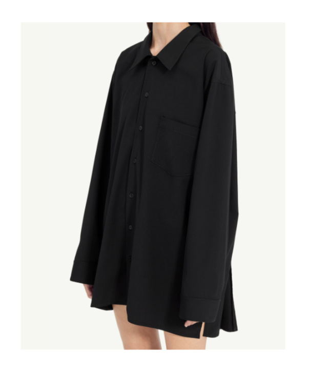 Mm6 Maison Margiela Long-sleeve Shirt Dress In Black