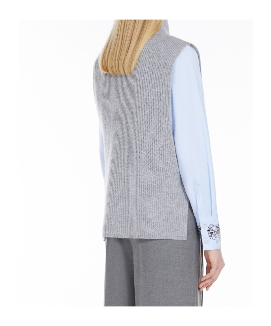Max Mara Studio Sabbia Waistcoat Grey In Gray