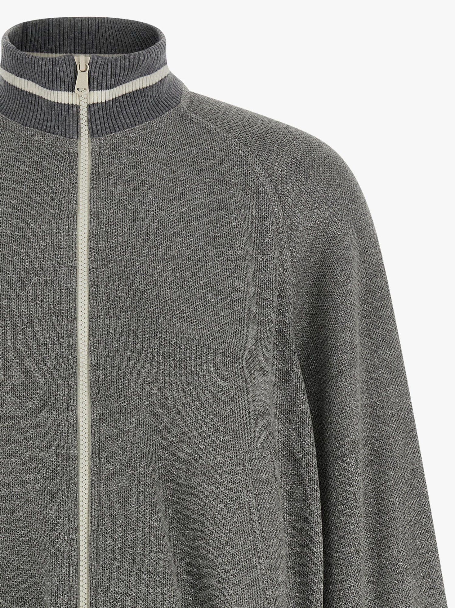 Brunello Cucinelli Shimmering Long Sleeves Ribbed Sweatshirt In Gray