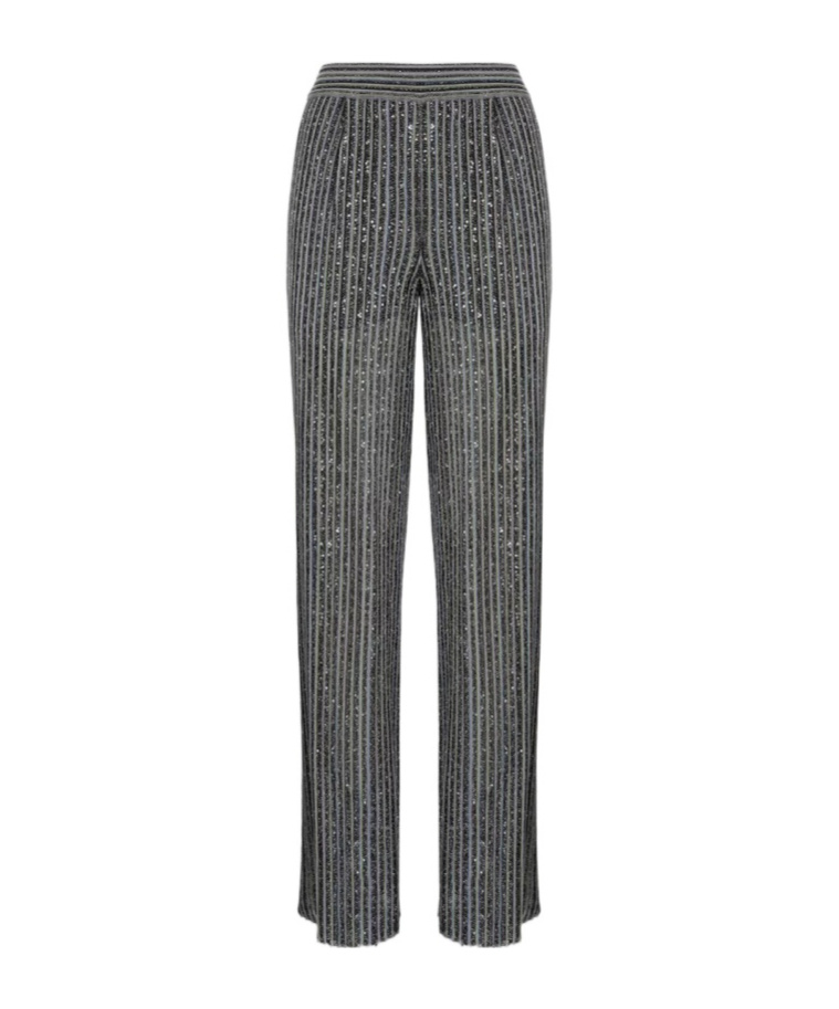 Missoni Metallic Striped Wide-leg Trousers In Gray