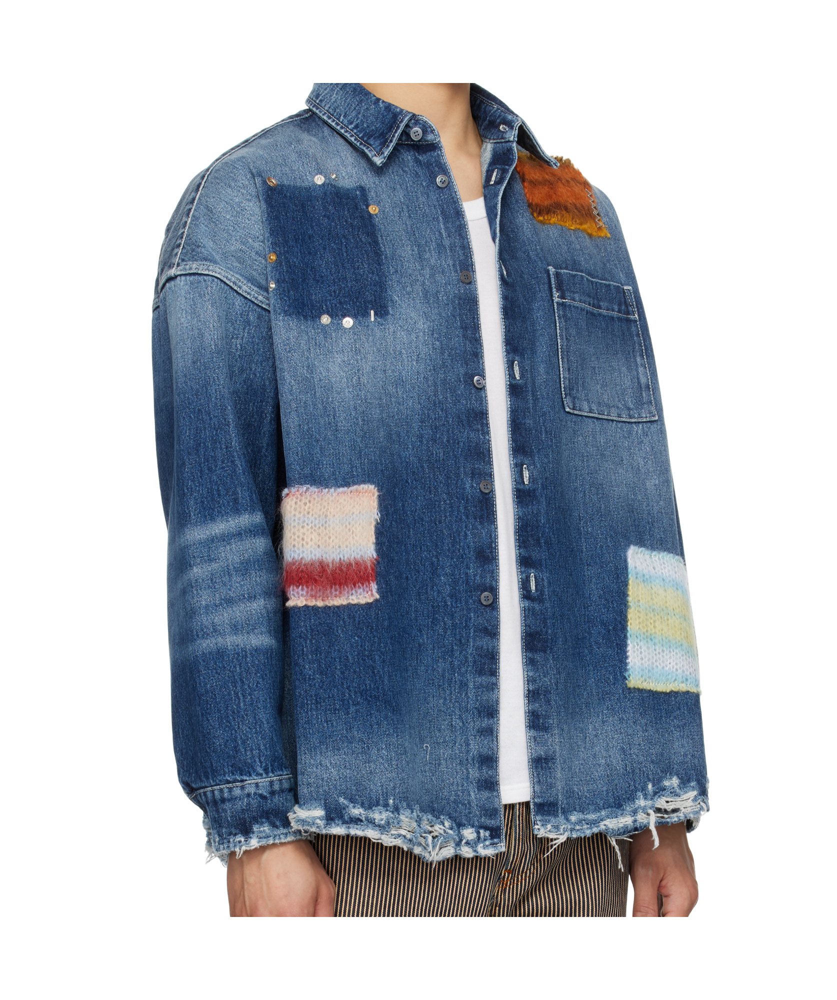 Marni Blue Stone Cotton Denim Shirt In Blue