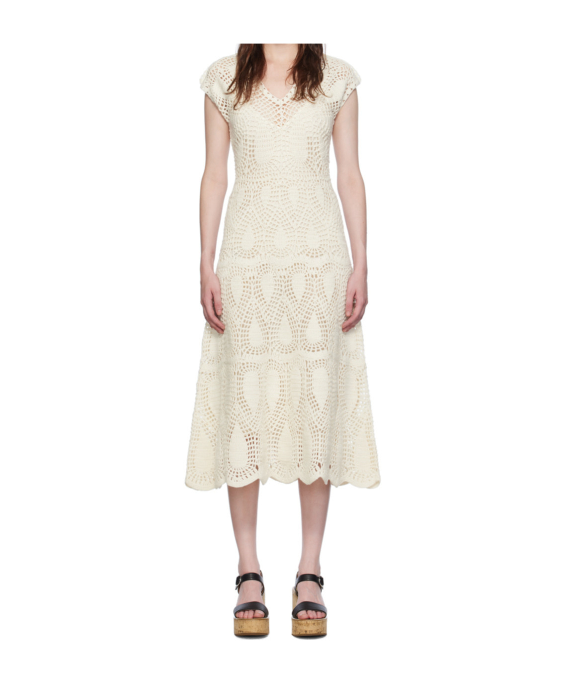 Gabriela Hearst Waldman Crochet Wool And Cashmere Maxi Dress In White