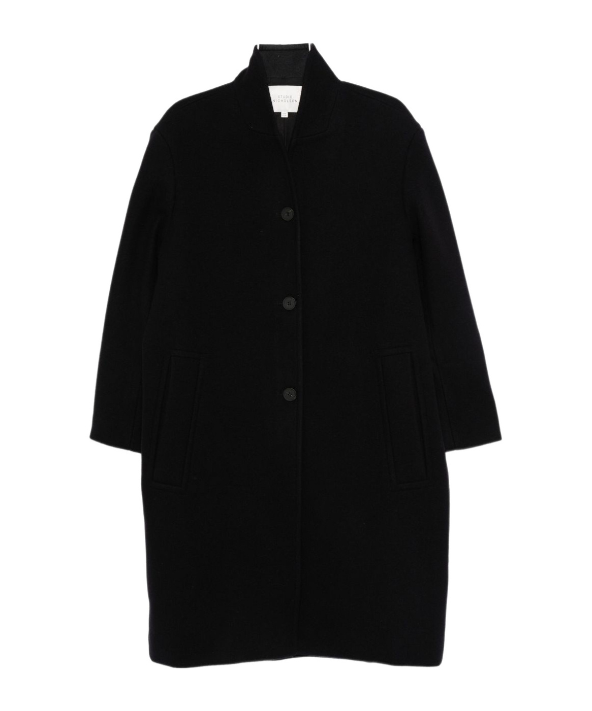 Studio Nicholson Wool Coat Featuring High Collar And Long Sleeves In Black