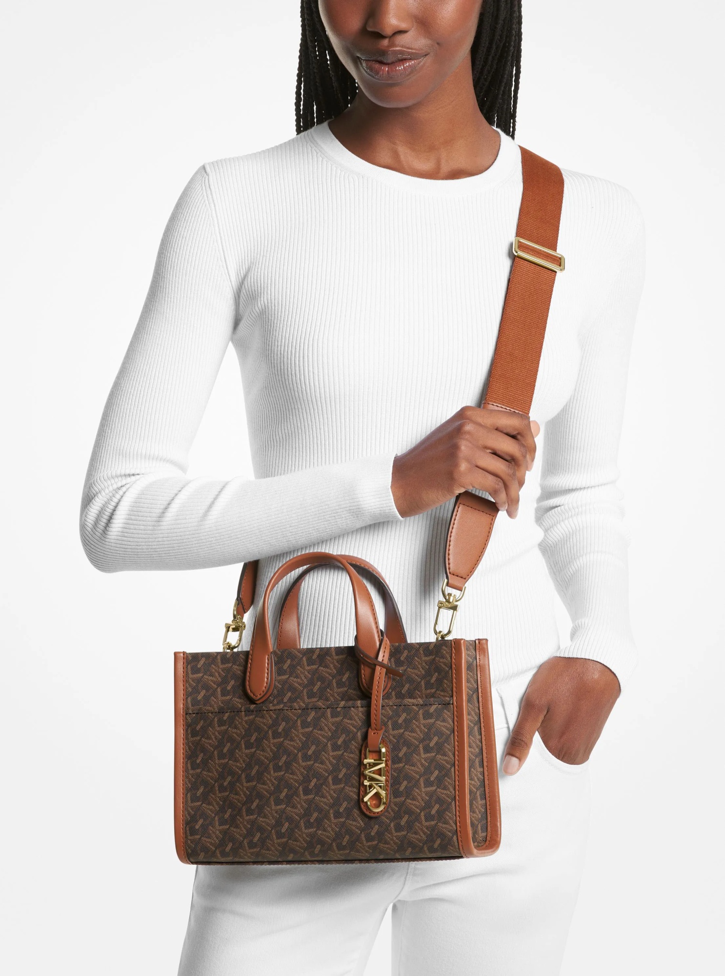 Michael Kors Small Gigi Tote Bag In Brown