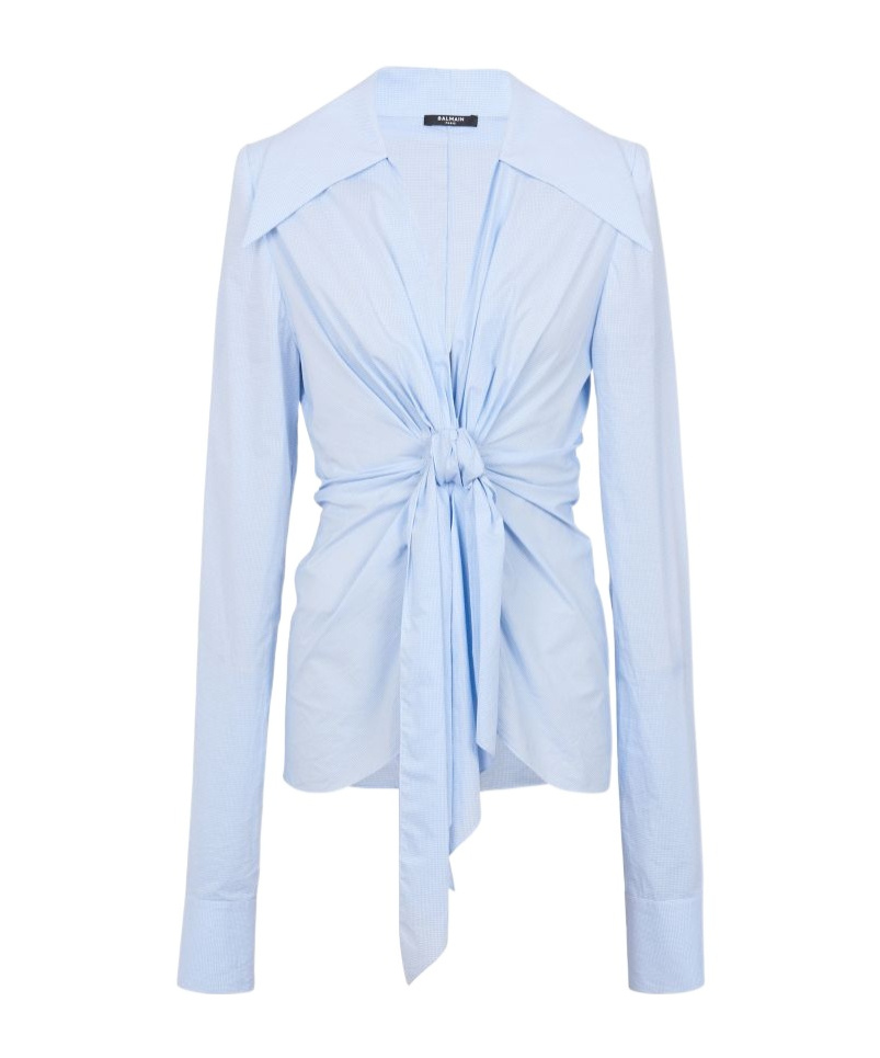 Balmain Gingham-check Pattern Cotton Shirt In Blue