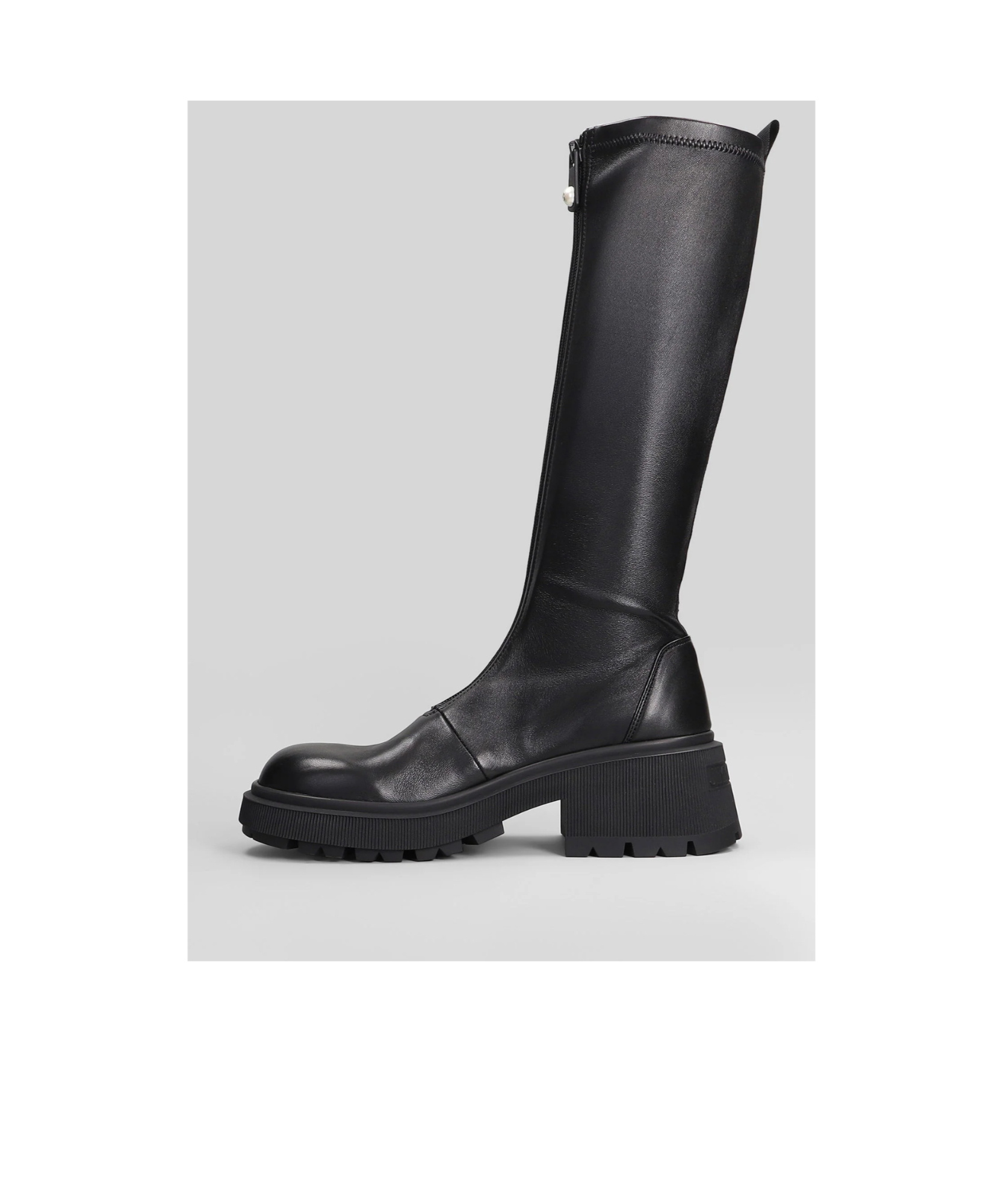 Jimmy Choo Lune Low Heels Boots In Black Leather In Black