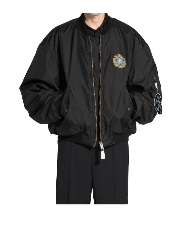 Balenciaga Oversize Ribbed Trims Sleeve Pocket In Black