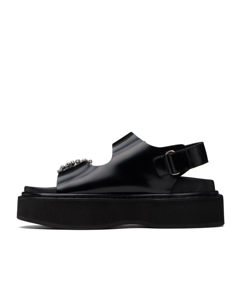 Simone Rocha Beaded Detail Flat Sandals In Black