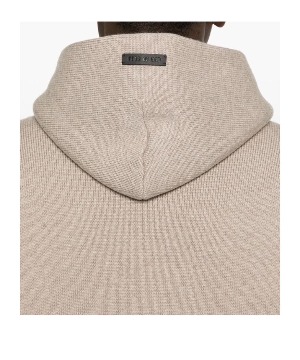 Fear Of God Virgin Wool Hooded Knit Sweater In Neutral