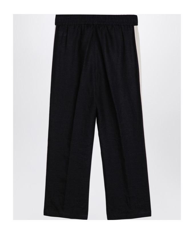 Palm Angels Linen Sports Trousers Elastic Waistband In Black