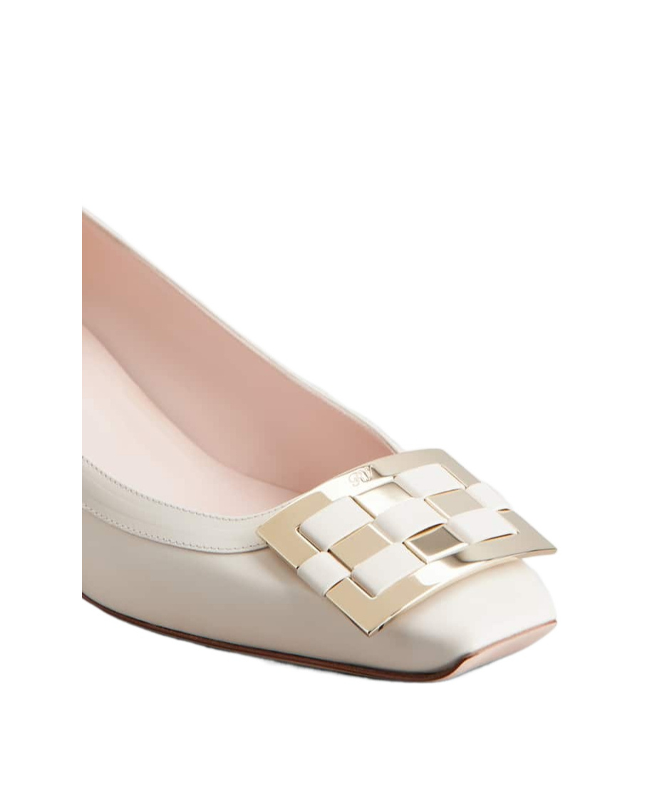 Roger Vivier Belle Vivier 45 Mother-of-pearl Buckle Pumps In Leather In White