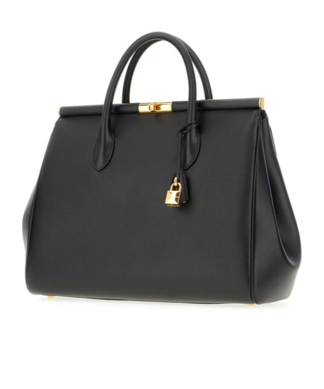 Dolce & Gabbana 'marlene' Black Handbag With Padlock Detail And Logo Embossed On The Back