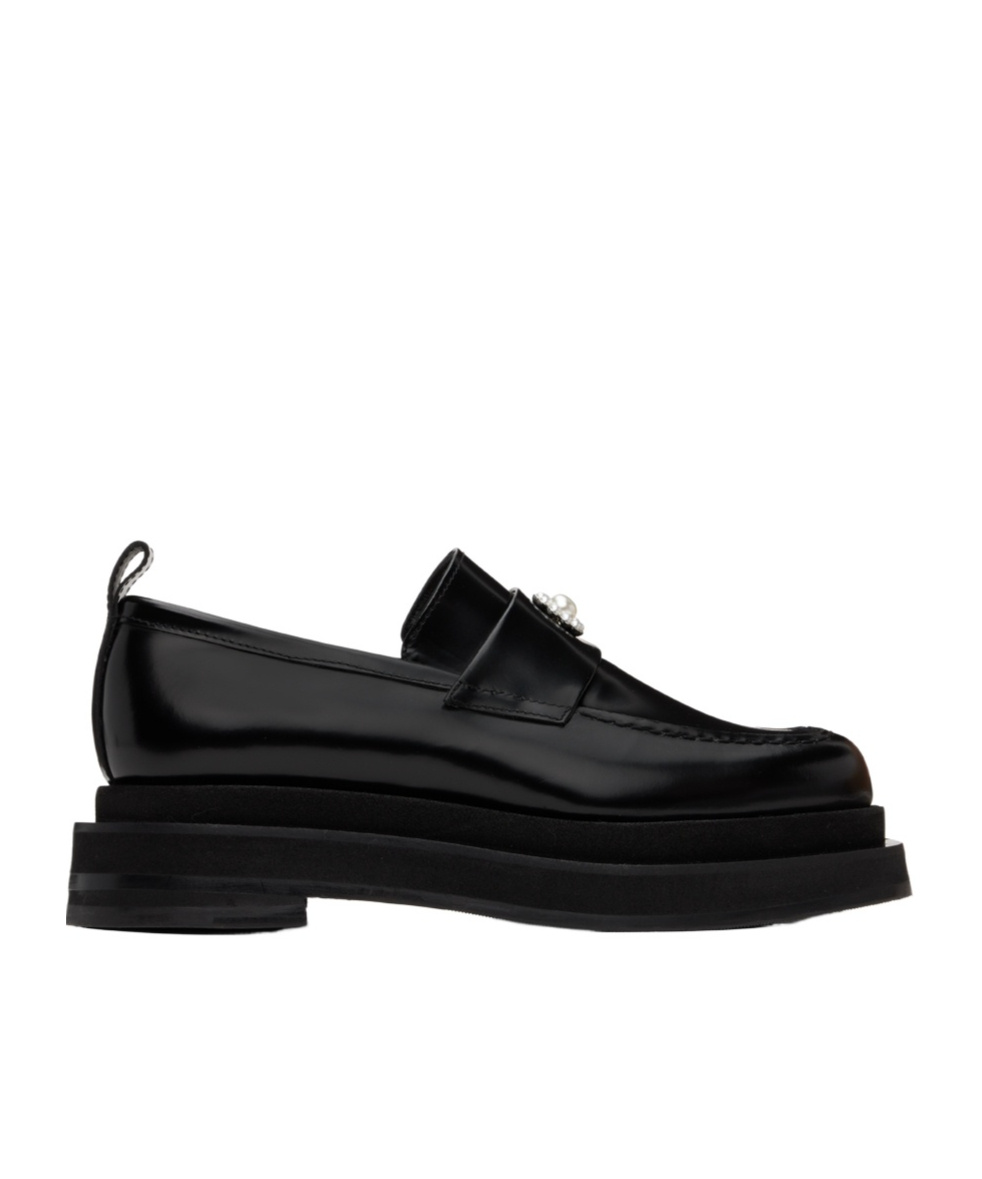 Simone Rocha Artificial Pearl Decorated Loafers In Black