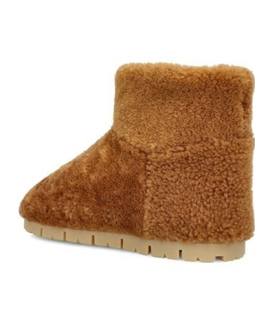 Prada Sheepskin Ankle Boots In Brown