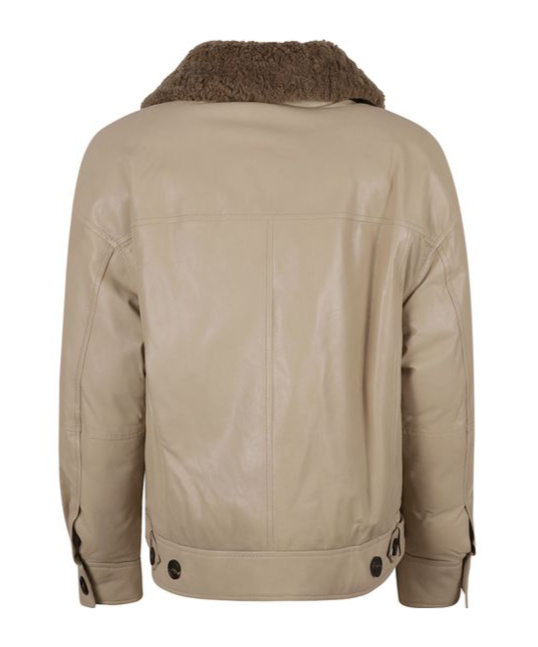 BRUNELLO CUCINELLI BRUNELLO CUCINELLI SHEARLING DETAILED ZIP-UP JACKET