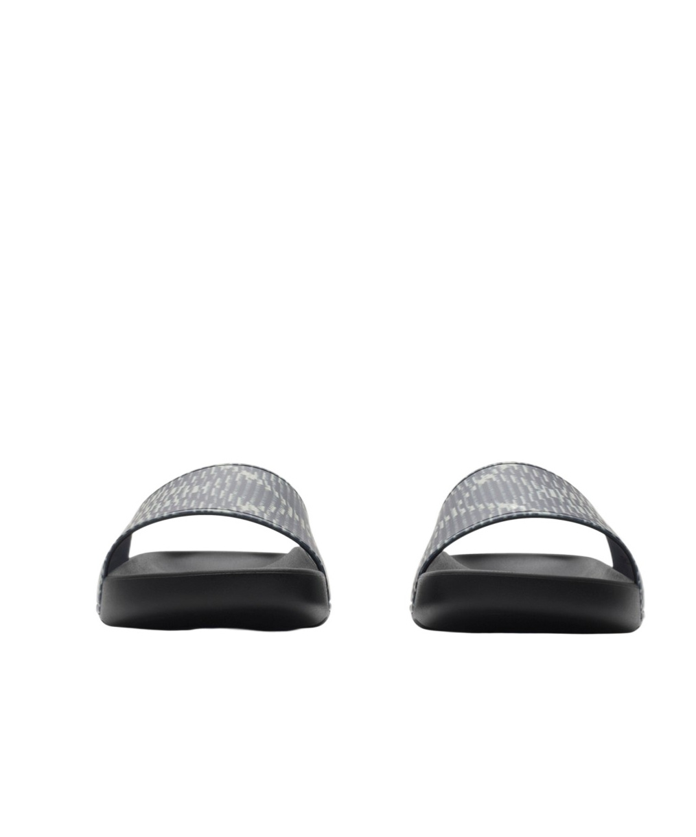 Burberry Patterned Strap Open Toe Rubber Sandals In Black